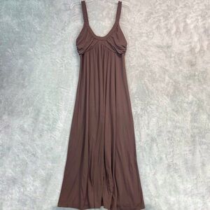 Y2K Empire Style Brown Jersey Maxi Dress